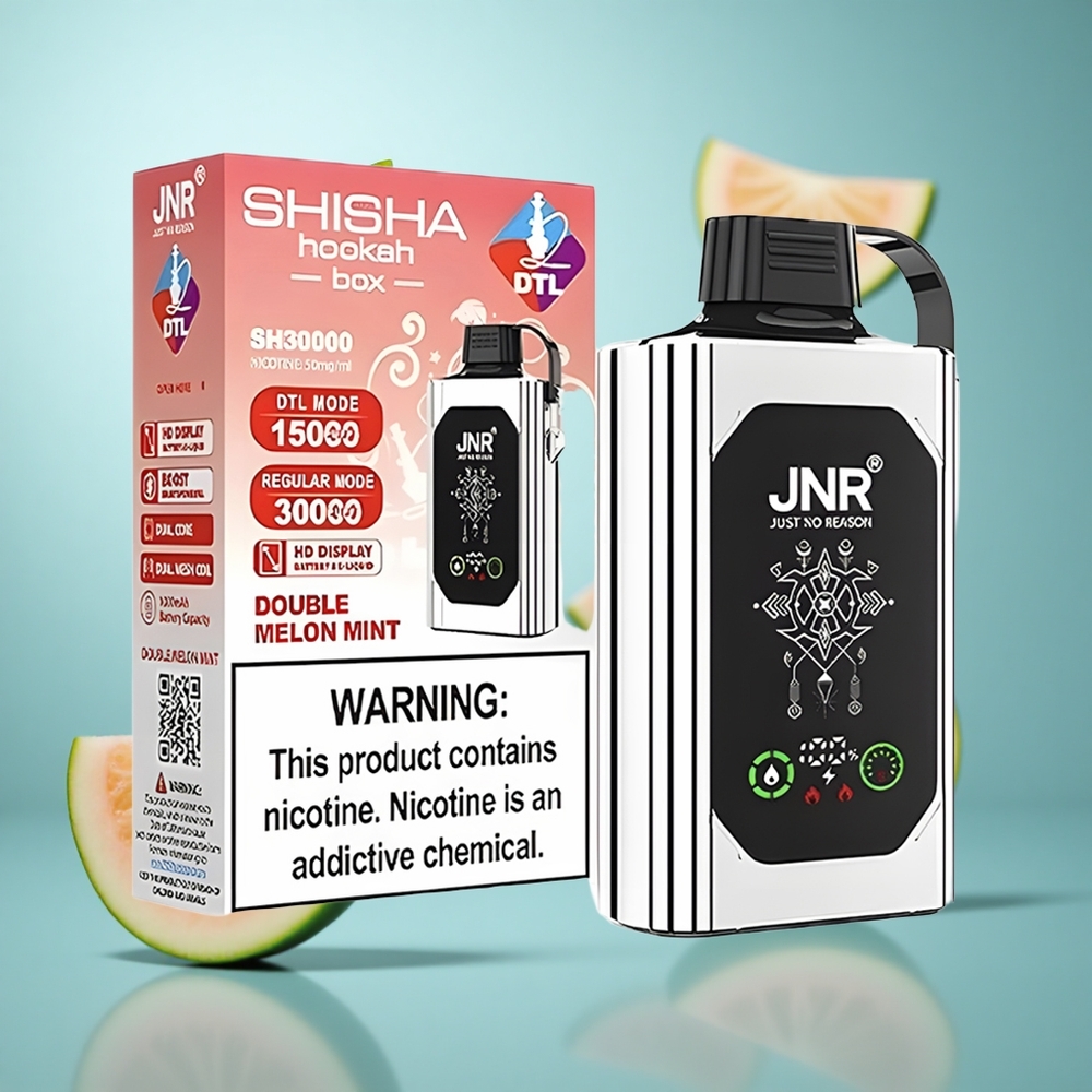 Dvostruki dinja menta JNR Shisha Hookah Box 20500 Puffs HD displej, 25ml tečnost, Dual Mesh Coil & Dual Core, wholesale Serbia