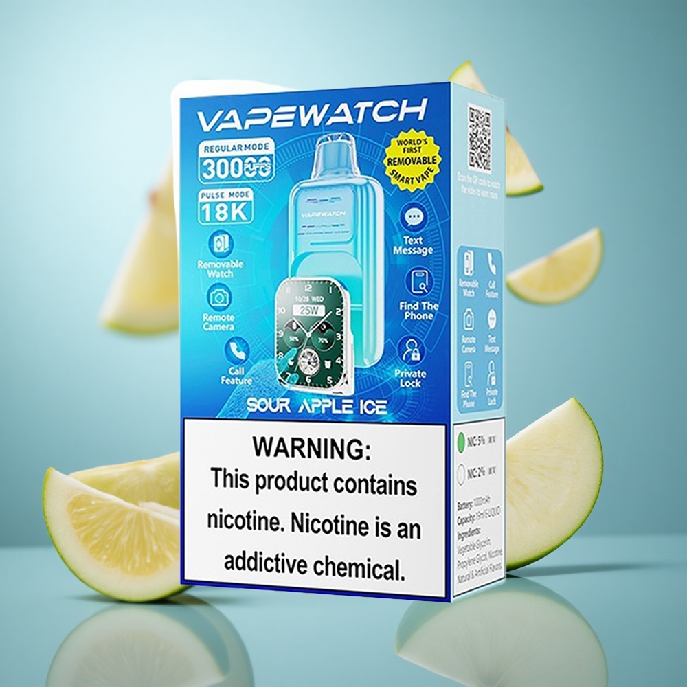 Kisela Jabuka Led JNR Vape Watch 30,000 pufova 19mL tečnost 5% nikotina wholesale Serbia