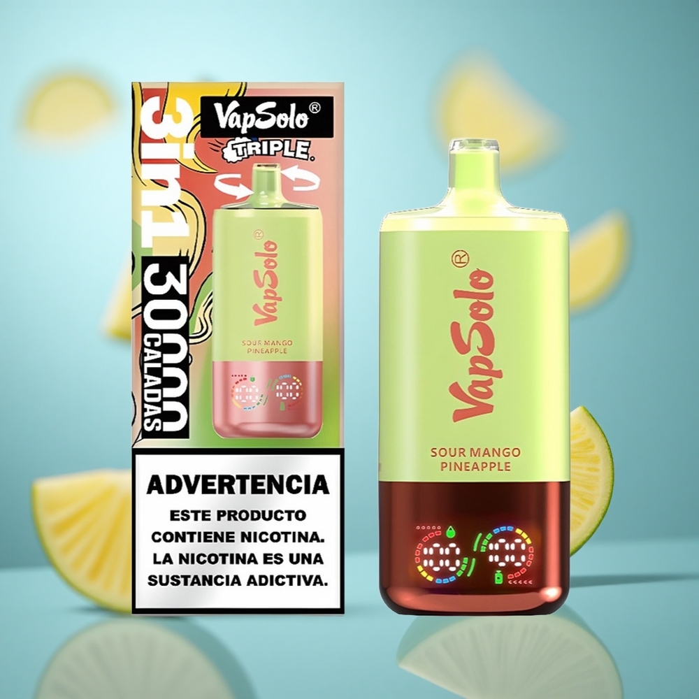 Kisela Mango Ananas VapSolo Triple 30000 Puffs 40ml E-Tekućina 3 Rezervoara Type-C Punjenje wholesale Serbia