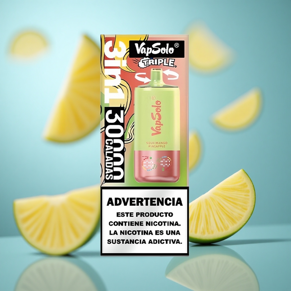 Kisela Mango Ananas VapSolo Triple 30000 Puffs 40ml E-Tekućina 3 Rezervoara Type-C Punjenje wholesale Serbia