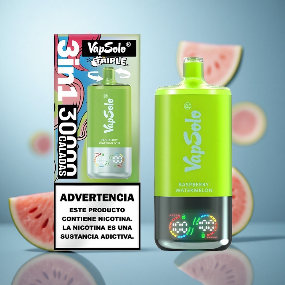 Malina lubenica Vapsolo Triple 30000 Puffs Dimenzije pakovanja: 47 x 47 x 115mm Punjenje: Type-C wholesale Serbia