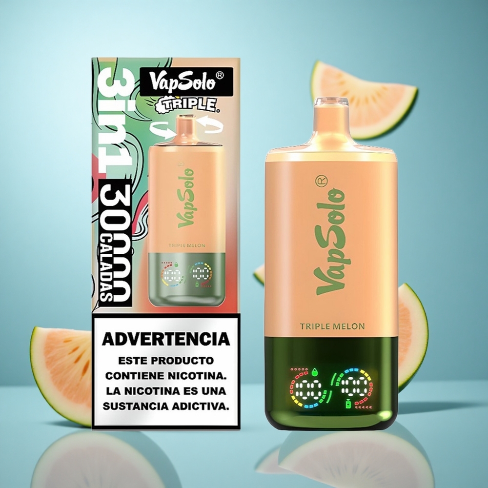 Trostruka dinja VapSolo Triple 30000 Puffs 40ml e-tečnost 20 mg/ml,50 mg/ml Type-C punjenje wholesale Serbia