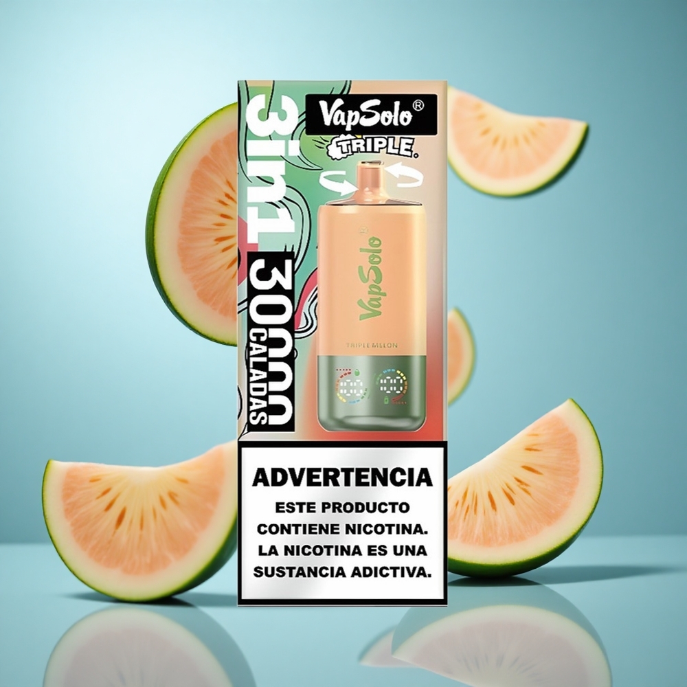 Trostruka dinja VapSolo Triple 30000 Puffs 40ml e-tečnost 20 mg/ml,50 mg/ml Type-C punjenje wholesale Serbia