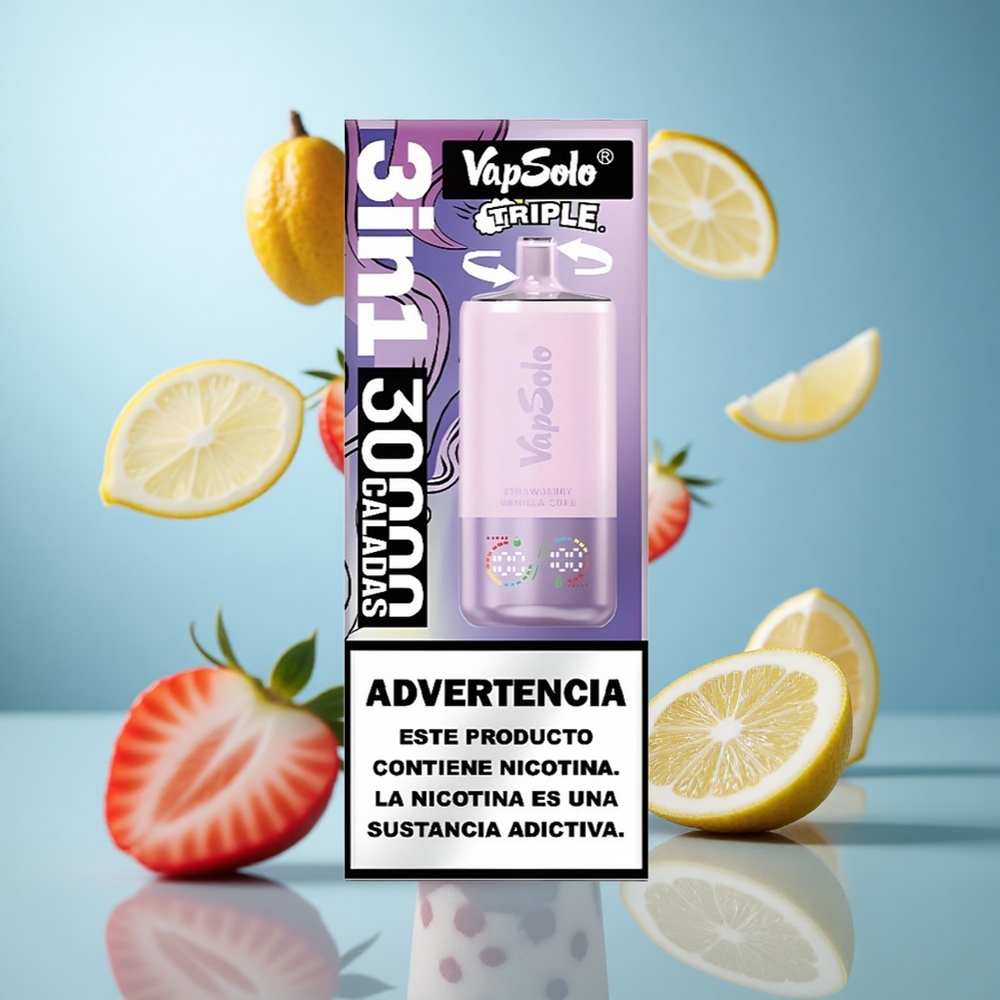 Јагода Ванила Кока VapSolo Triple 30000 димова Димензије паковања: 47 x 47 x 115mm Уље: 40ml wholesale Serbia
