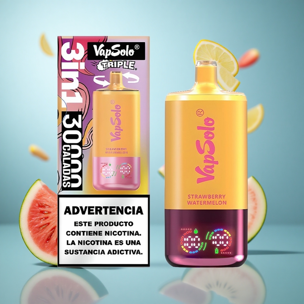 Јагода Лубеница & Бресква Лимун VapSolo Triple 30000 Пуфова Димензије кеса: 47 x 47 x 115mm wholesale Serbia