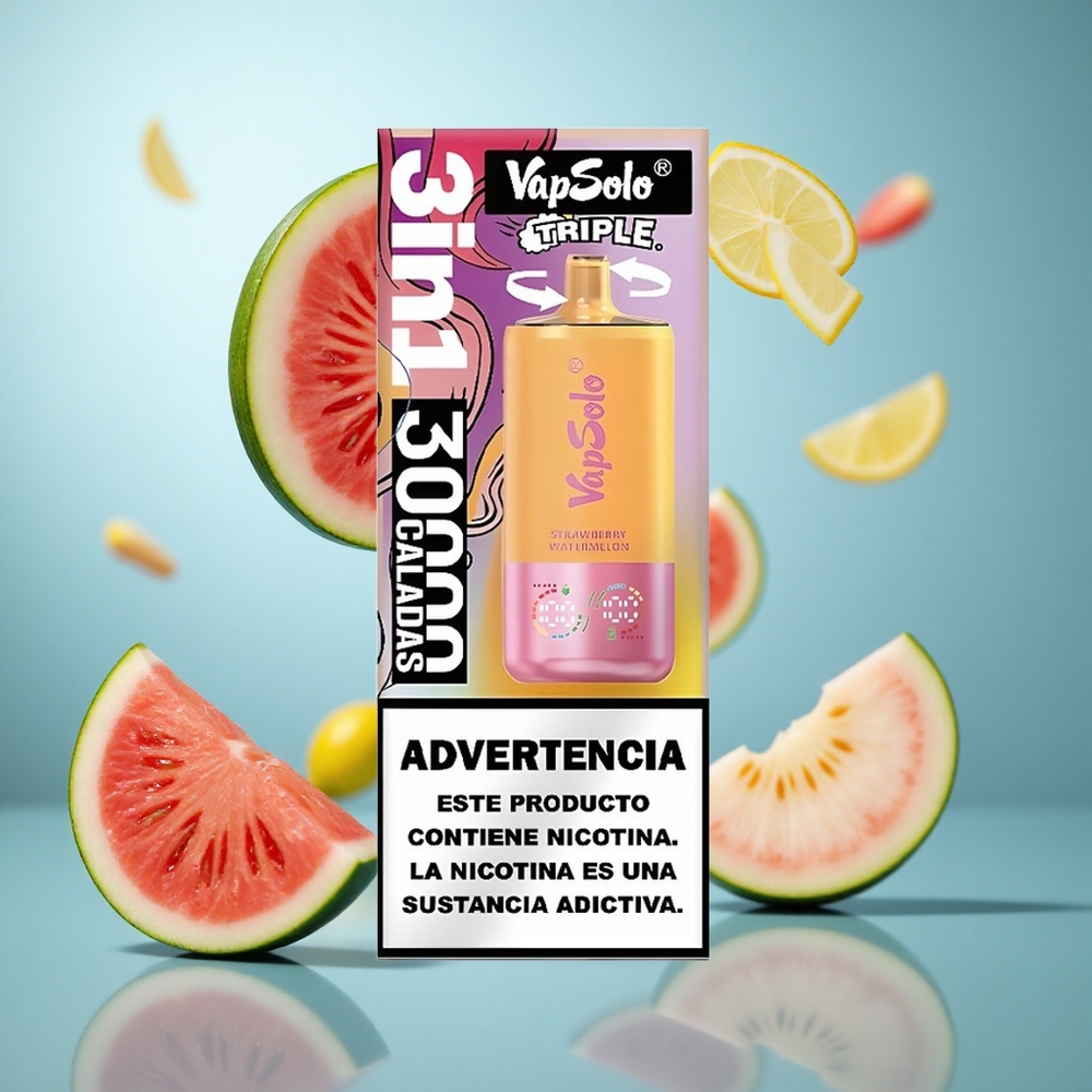 Јагода Лубеница & Бресква Лимун VapSolo Triple 30000 Пуфова Димензије кеса: 47 x 47 x 115mm wholesale Serbia