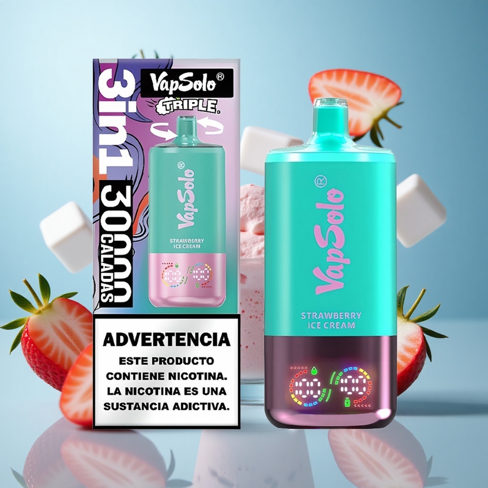 Јагода сладолед Vapsolo Triple 30000 пуфова Димензије паковања: 47 x 47 x 115mm Тип-C wholesale Serbia